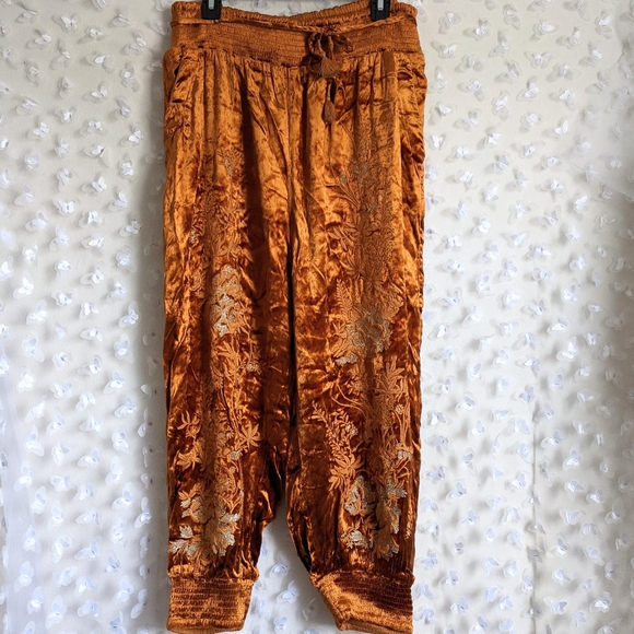 Anthropologie Rosie Embroidered Velvet Joggers NEW - Picture 4 of 7